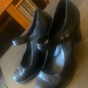 Born | Black Leather Mary Jane Heels